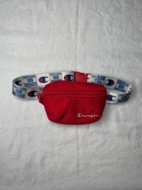 Champion Red Fanny Pack, Crossbody with Branded White Strap